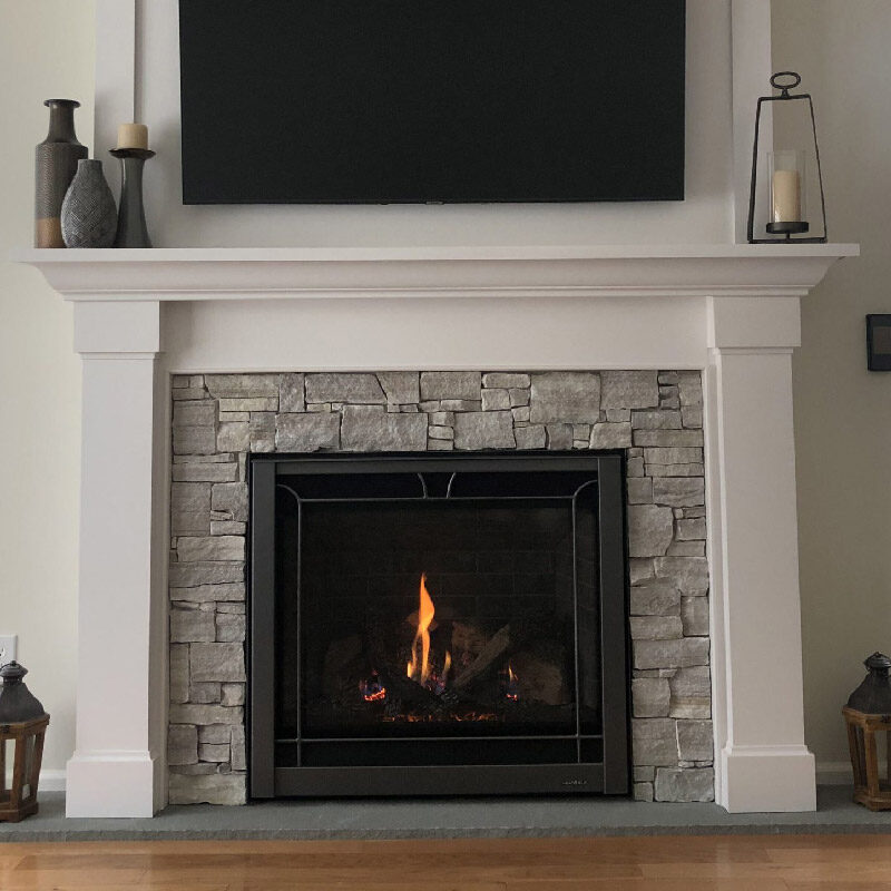 Full leg mantel with estate stone