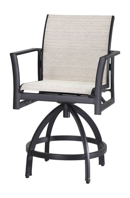 A modern swivel office chair from the Gensun Echelon collection, with black frames and light beige mesh back and seat. The chair features a circular base and armrests.