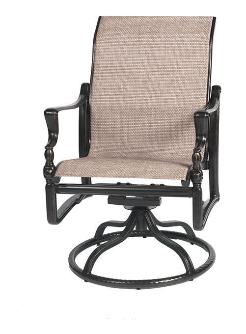An elegant Gensun Bel Air swivel office chair with dark wooden armrests and a base, featuring a textured beige cushioned seat and backrest.