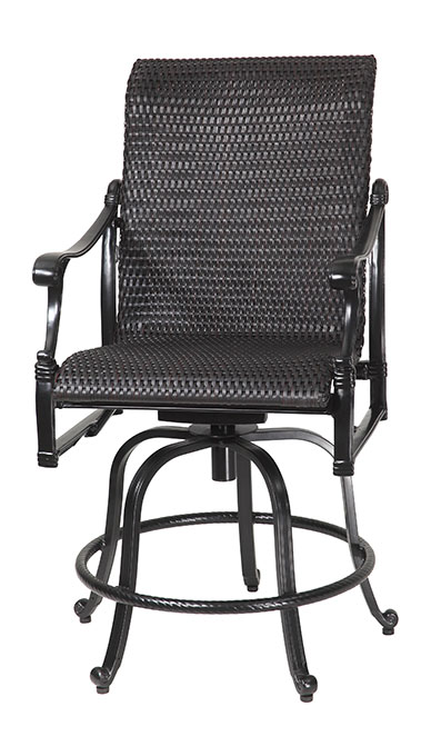 A black woven Gensun Michigan swivel office chair with armrests and a metal frame, positioned on a white background.