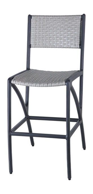 A modern gray wicker Gensun Amari bistro chair with a black metal frame, isolated on a white background. The chair has a simple, elegant design suitable for outdoor seating.