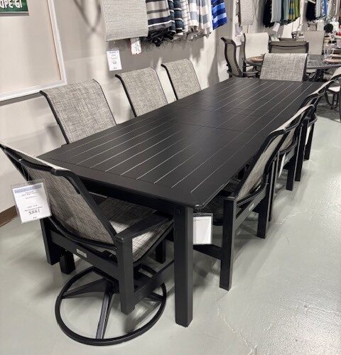 Leeward 8 Person 120"/88" x 42" Rectangular Outdoor Extension Dining Set by Telescope Casual