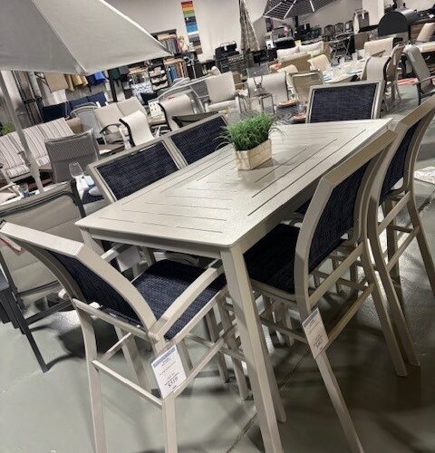 Kendall 6 Person 36" x 64" Rectangular Bar Height Outdoor Dining Set by Telescope Casual