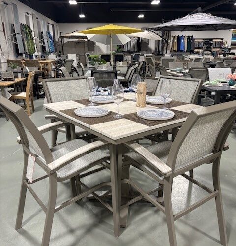 Bazza 4 Person 42" Square Balcony Height Outdoor Dining Set by Telescope Casual