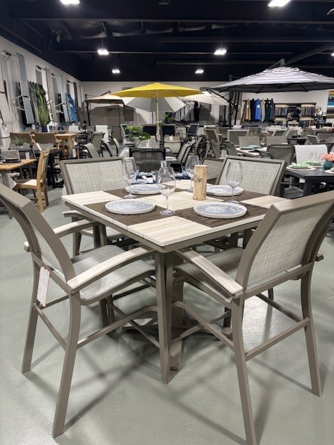 Bazza 4 Person 42" Square Balcony Height Outdoor Dining Set by Telescope Casual