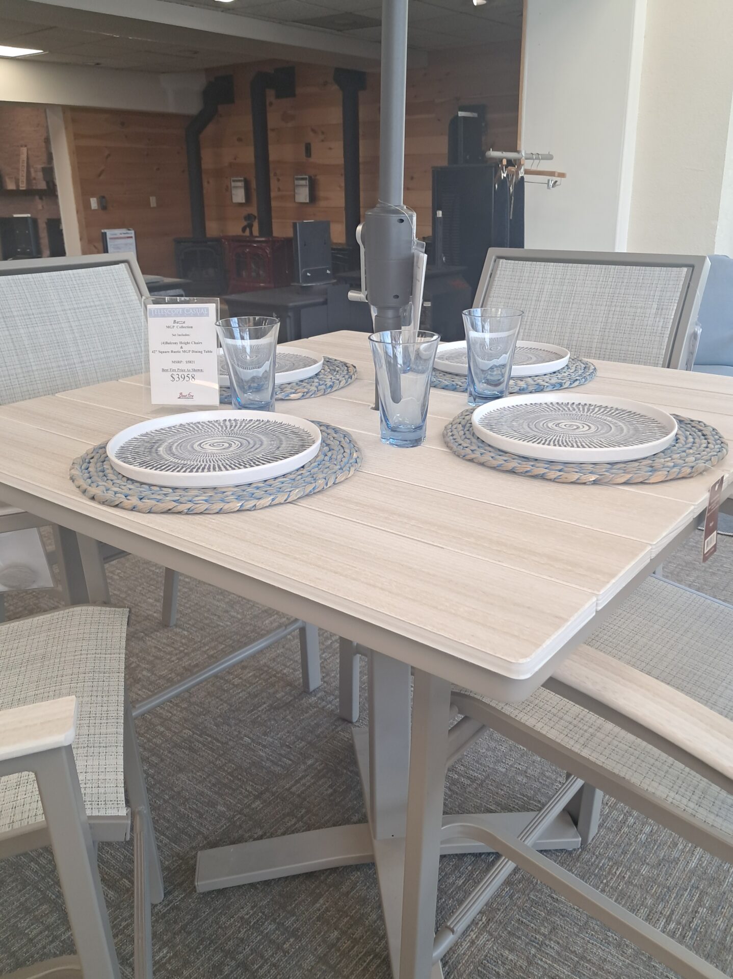 Bazza 4 Person 42" Square Balcony Height Outdoor Dining Set by Telescope Casual - Image 5