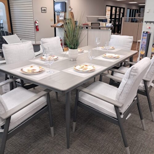 Welles 6 Person 42" x 84" Rectangular Outdoor Dining Set with by Telescope Casual