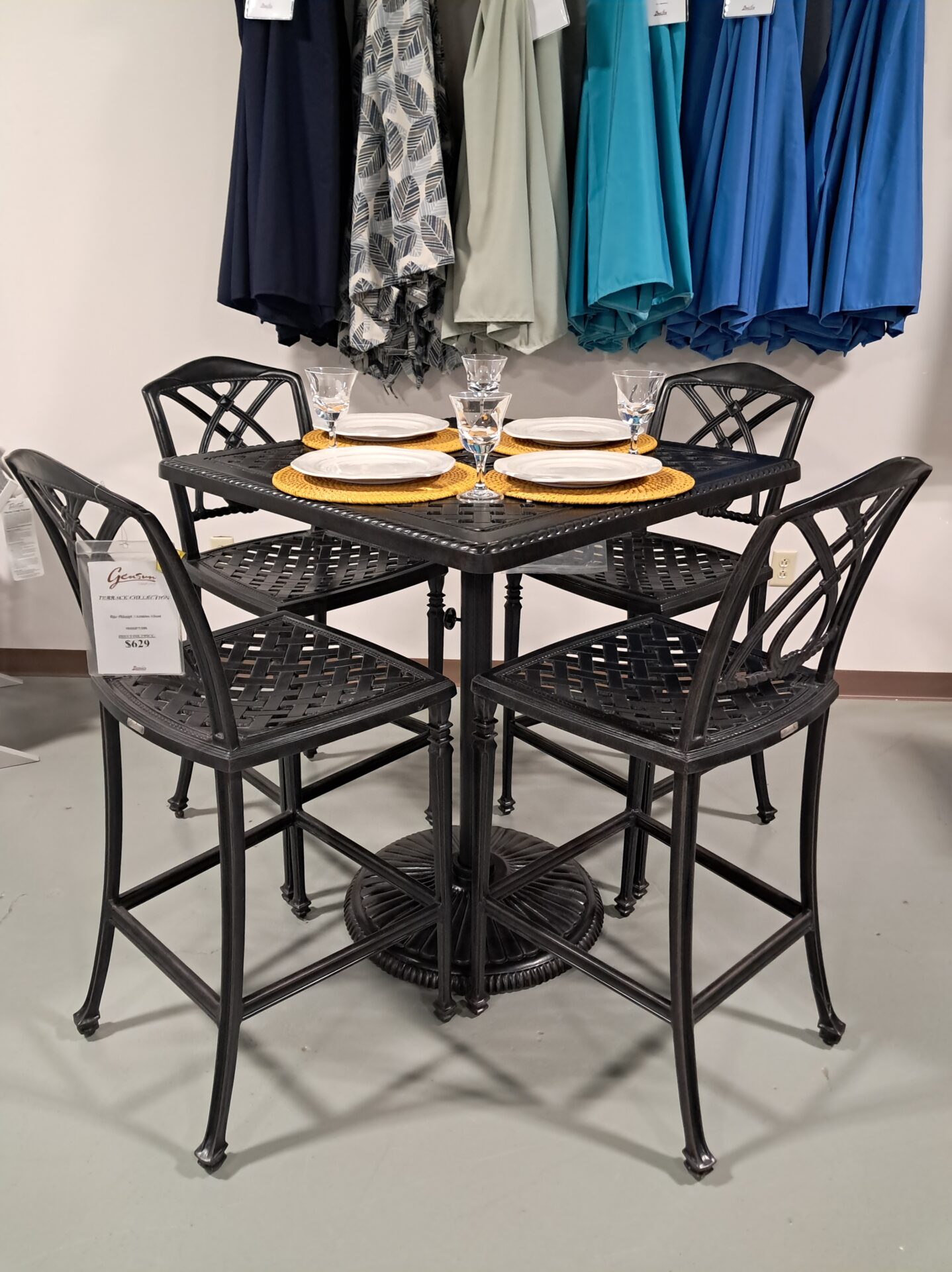Grand Terrace 4 Person 36" Square Bar Height Table Set by Gensun