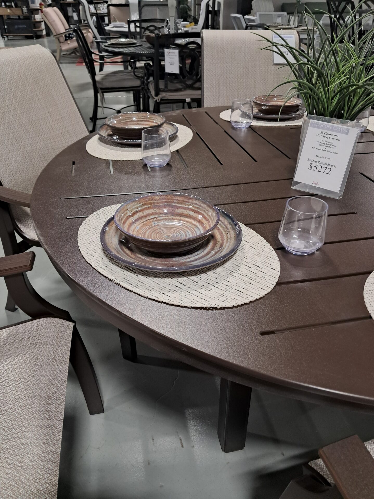 St. Catherine 6 Person 64" Round Outdoor Dining Set by Telescope Casual - Image 3