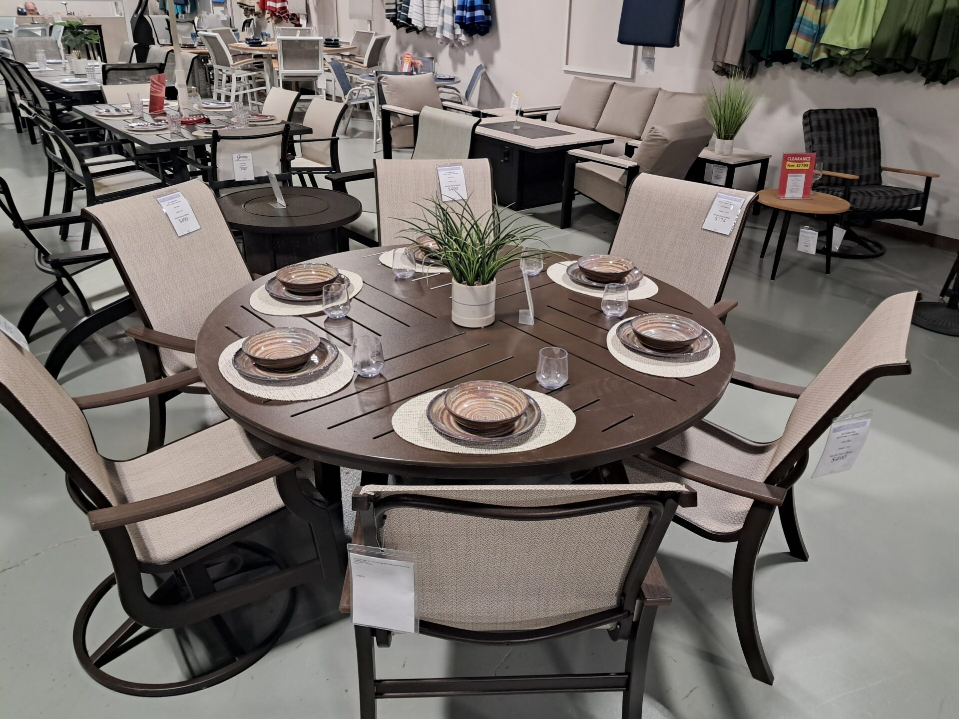 St. Catherine 6 Person 64" Round Outdoor Dining Set by Telescope Casual