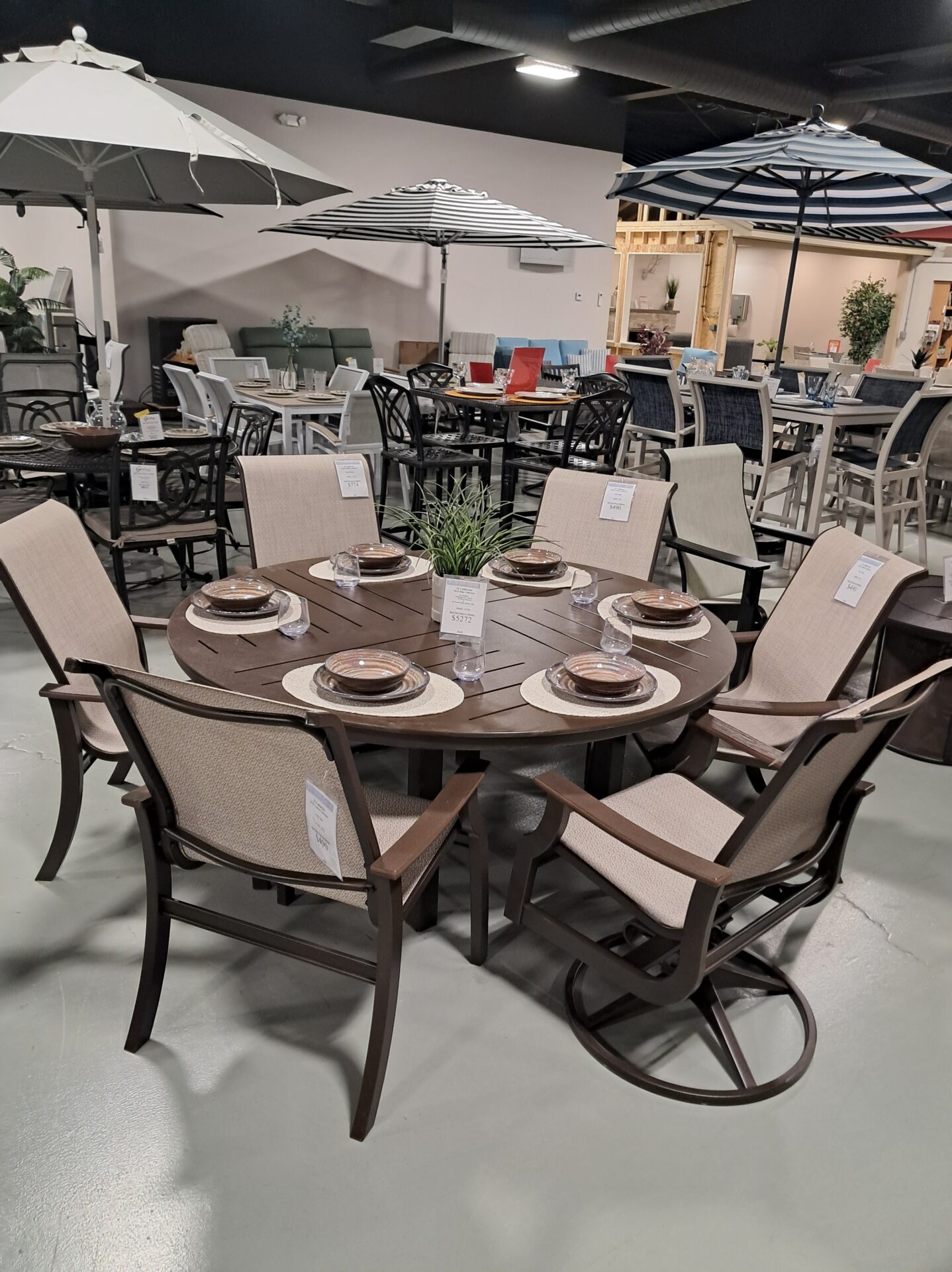 St. Catherine 6 Person 64" Round Outdoor Dining Set by Telescope Casual - Image 4