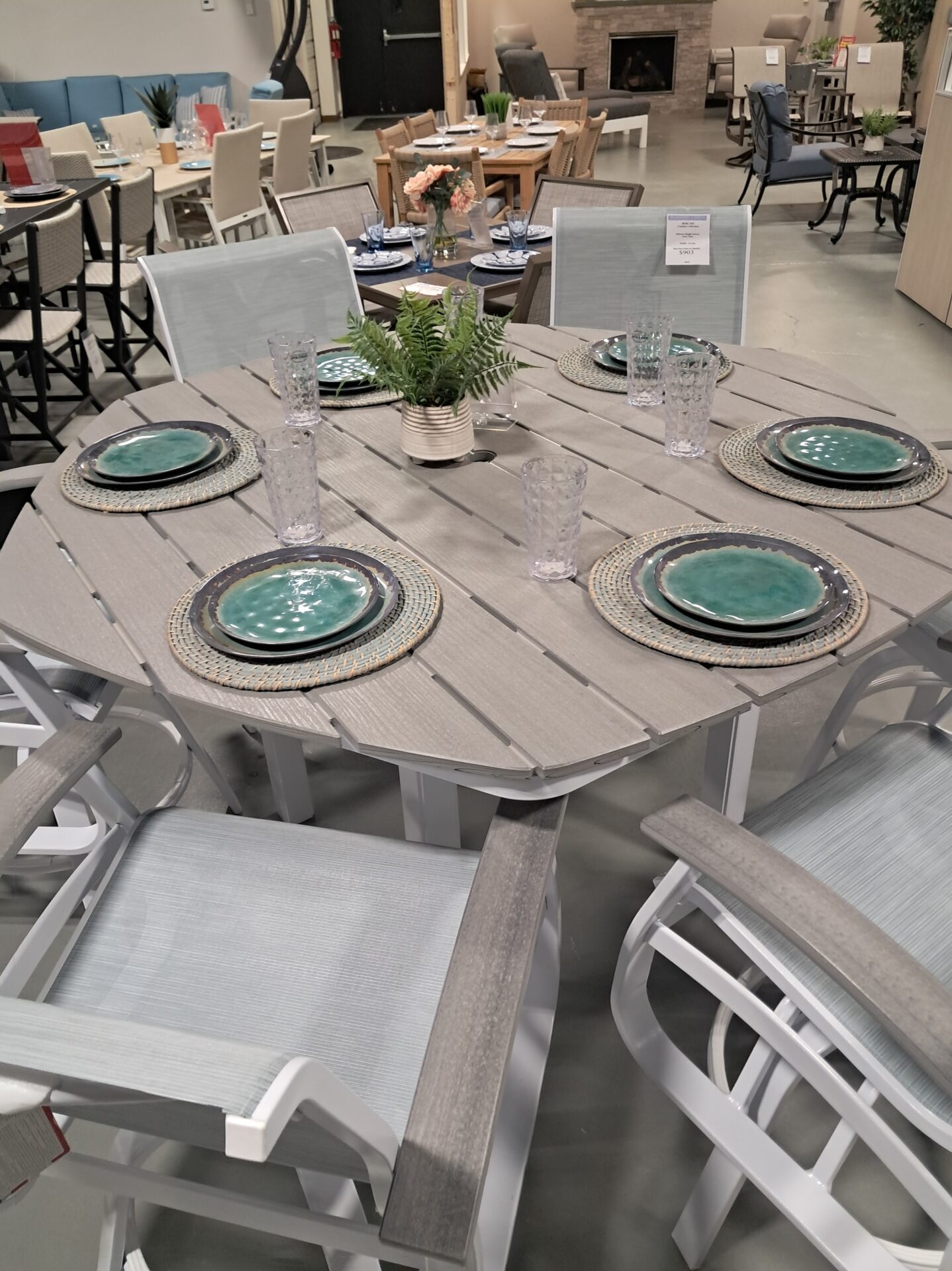 Belle Isle 6 Person 62" Hexagonal Outdoor Dining Set by Telescope Casual - Image 2