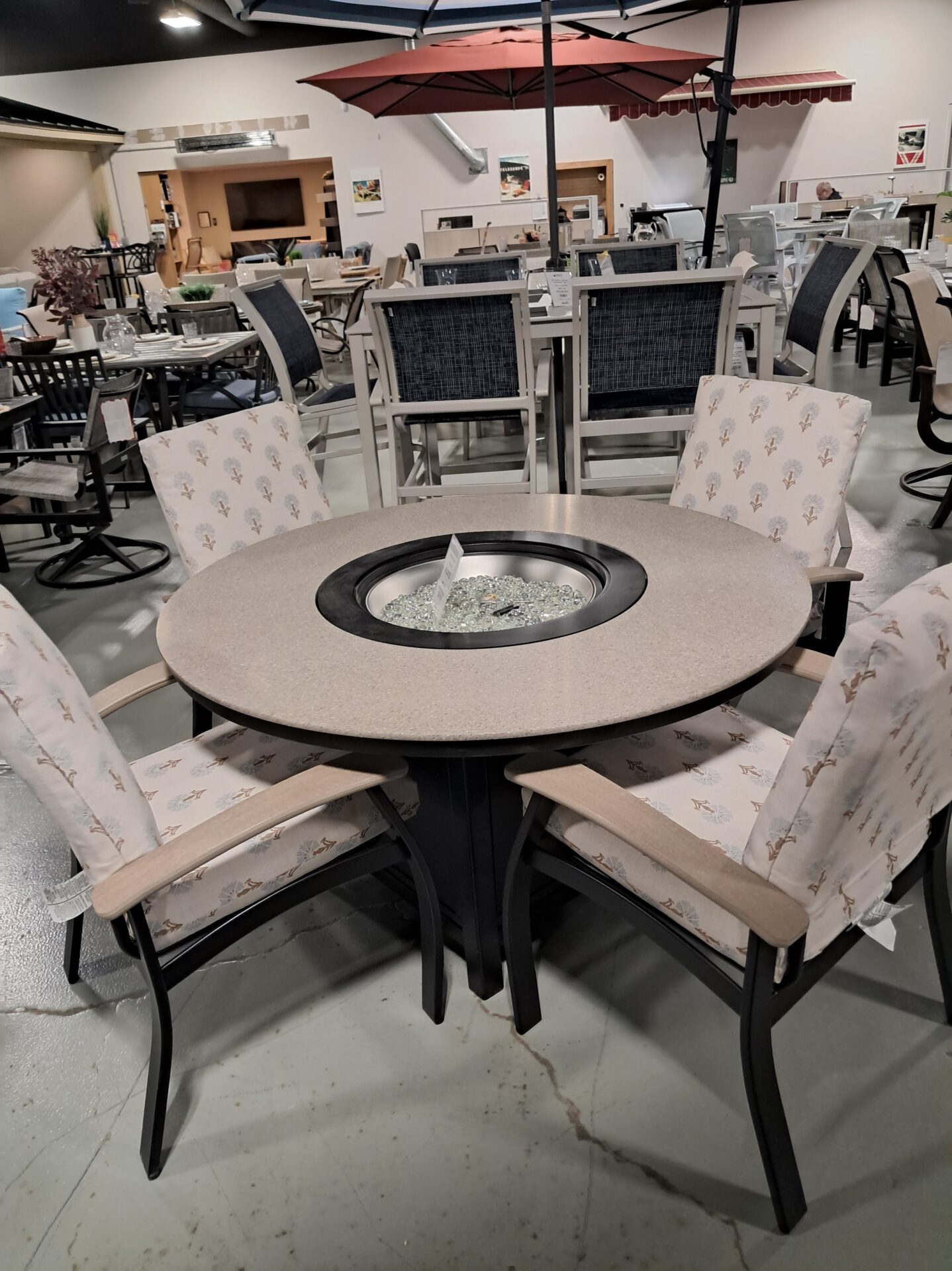 Montego 4 Person 54" Round Fire Table Outdoor Conversation Set by Telescope Casual
