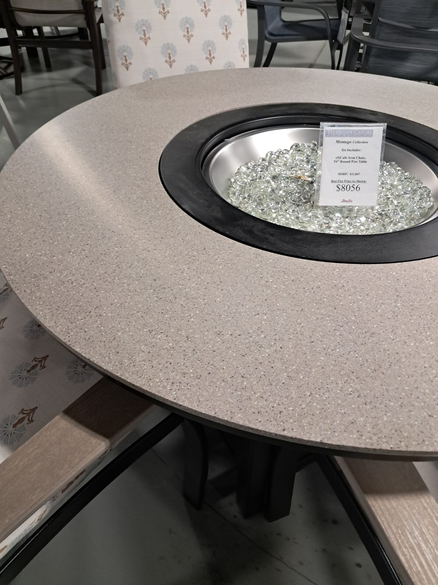 Montego 4 Person 54" Round Fire Table Outdoor Conversation Set by Telescope Casual - Image 4