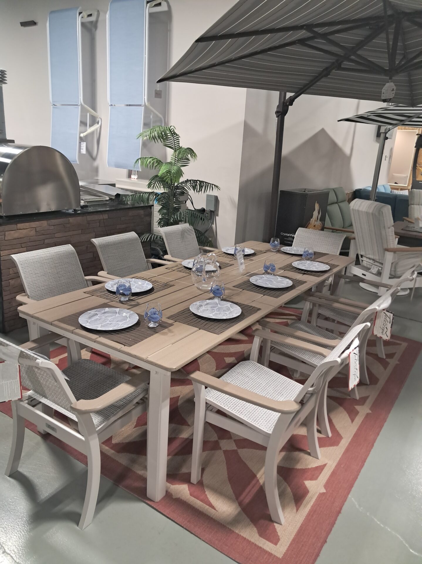 Leeward 8 Person 42"x 88"/120" Rectangular Outdoor Extension Dining Set by Telescope Casual - Image 6