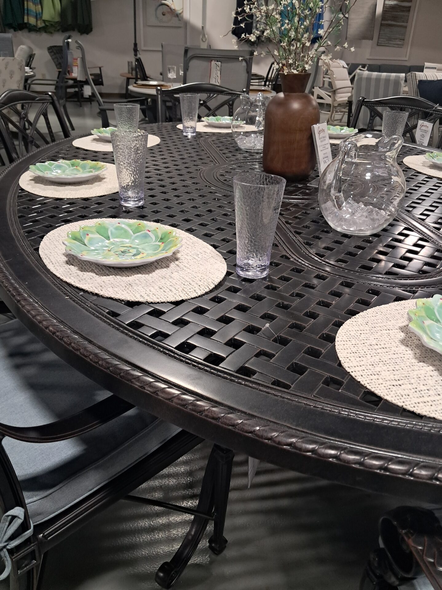 Grand Terrace 8 Person 72"x 102" Oval Dining Table Set by Gensun - Image 5
