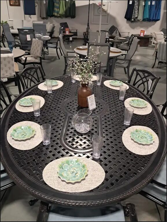 Grand Terrace 8 Person 72"x 102" Oval Dining Table Set by Gensun - Image 4