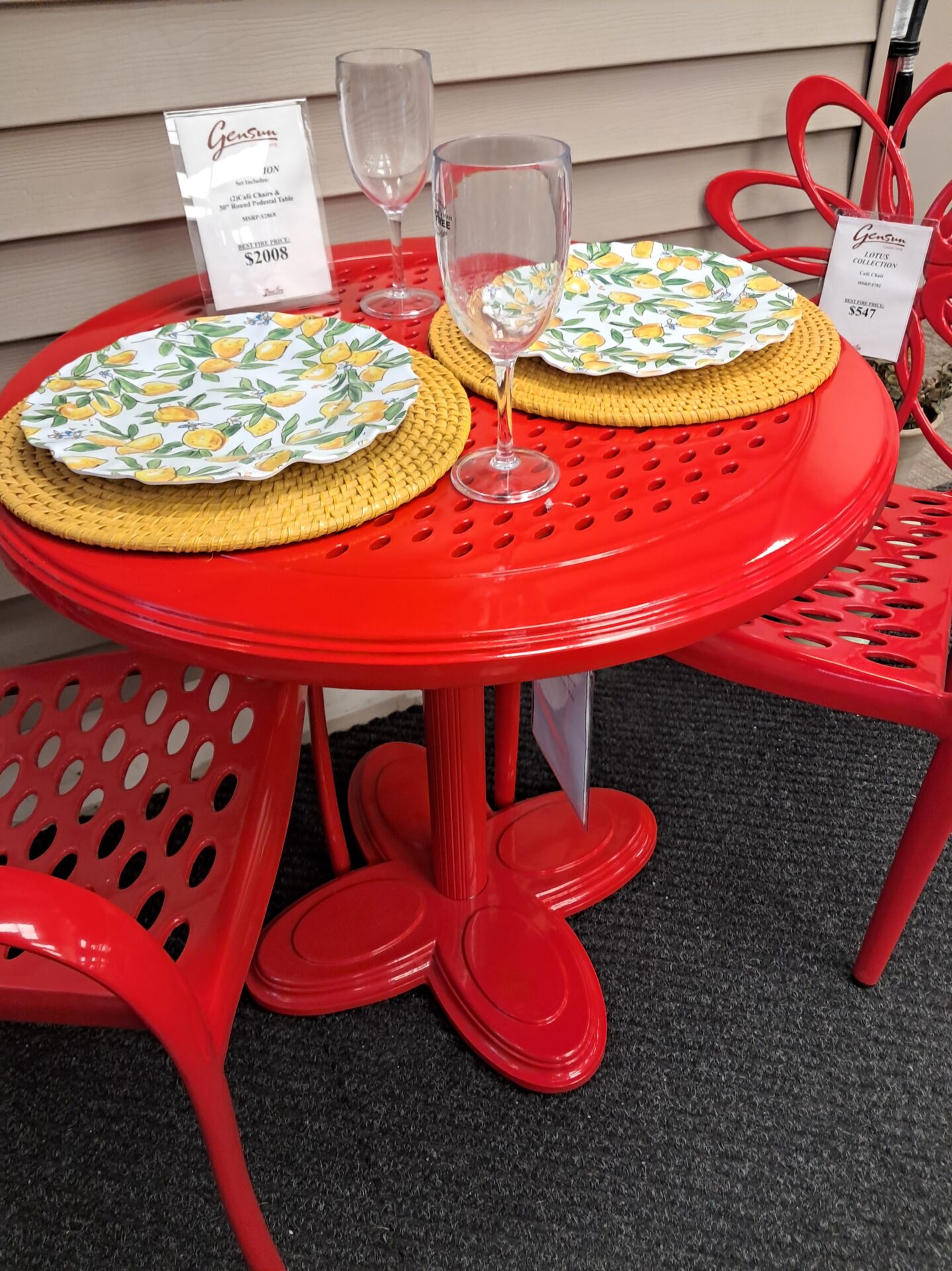 Lotus 2 Person 30" Round Outdoor Dining Set by Gensun - Image 4