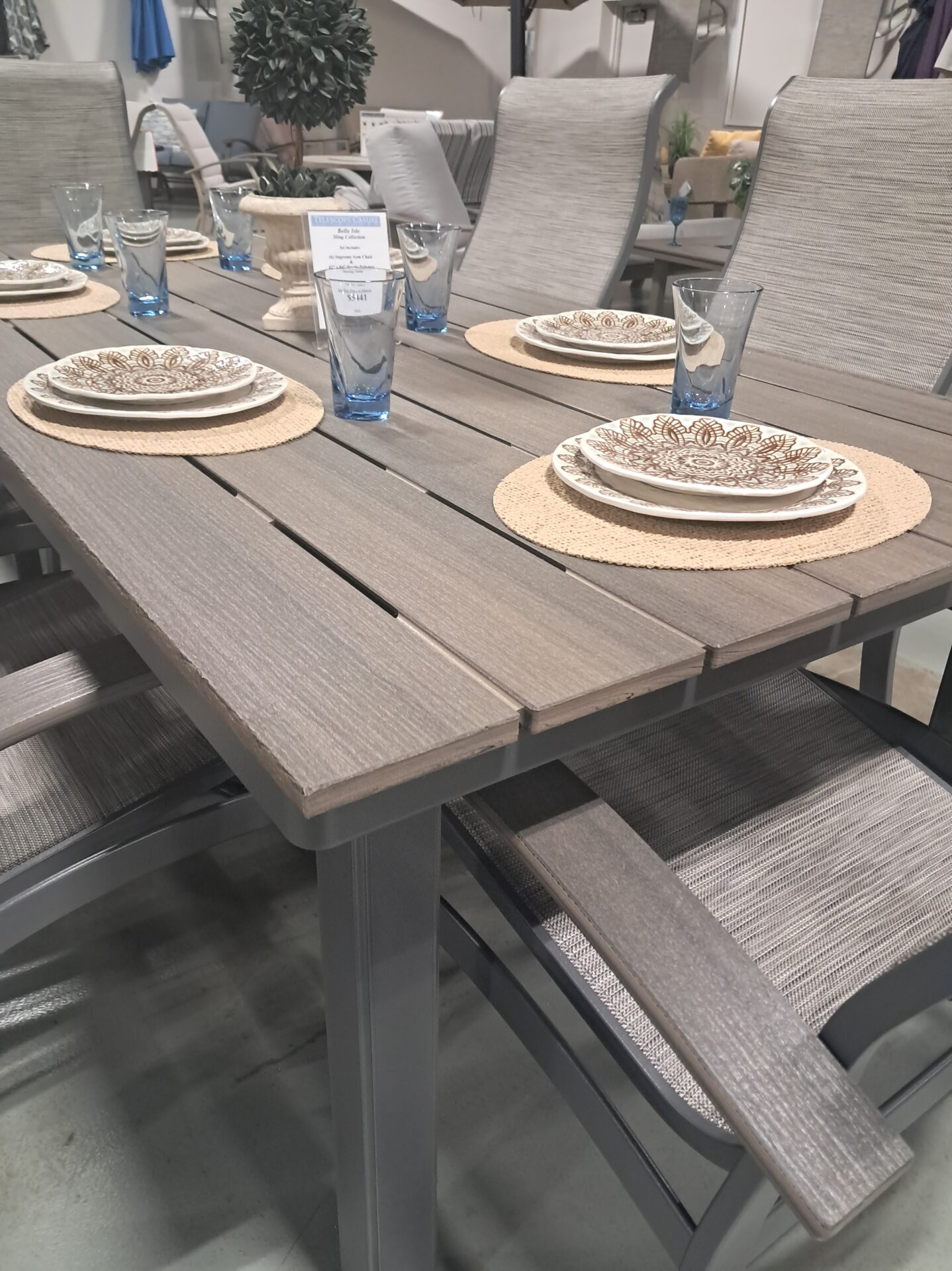 Belle Isle 6 Person 48" x 84" Rectangular Outdoor Dining Set by Telescope Casual - Image 5