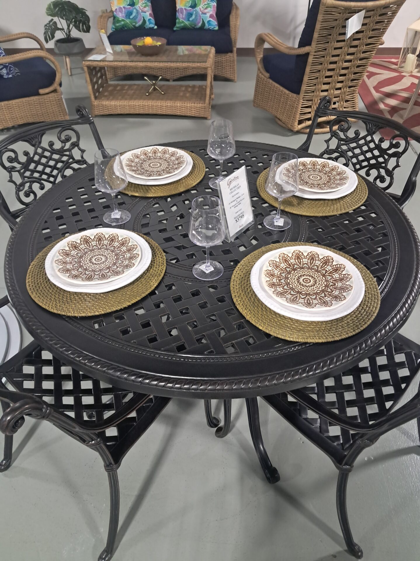 Michigan 4 Person Round Balcony Outdoor Dining Set by Gensun - Image 5